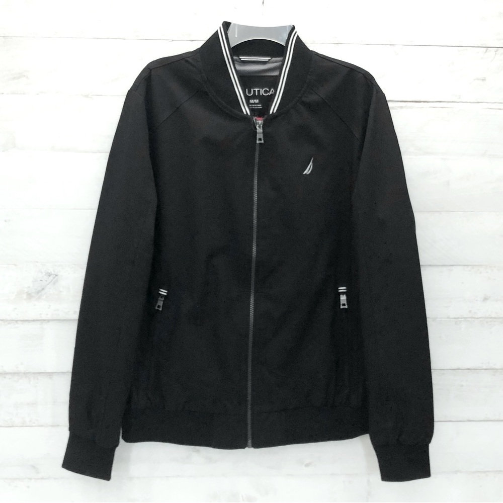 Nautica Mens Bomber Jacket • Black • Sz M • NWT